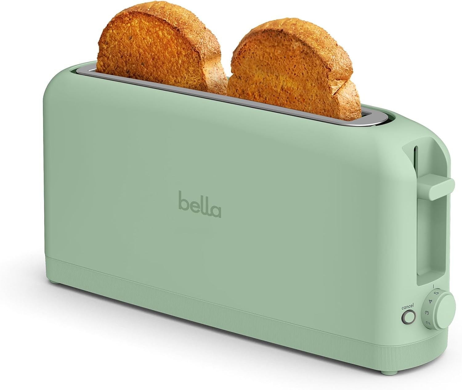 bella 2 Slice Slim Toaster, Fits-anywhere™ Kitchenware, 6 Setting Shade Control with Reheat & Cancel Buttons, Fits sourdough, 10” Long Slot, Anti Jam & Auto Shutoff, 900 Watt, Oatmilk
