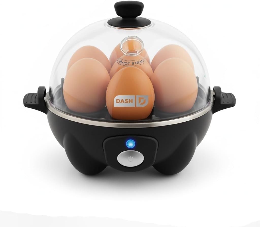 Dash Rapid Egg Cooker - Boiler, Poacher & Steamer - Includes Measuring & Recipe Guide - Dishwasher Safe - BPA Free - Holds 7 Eggs, Black