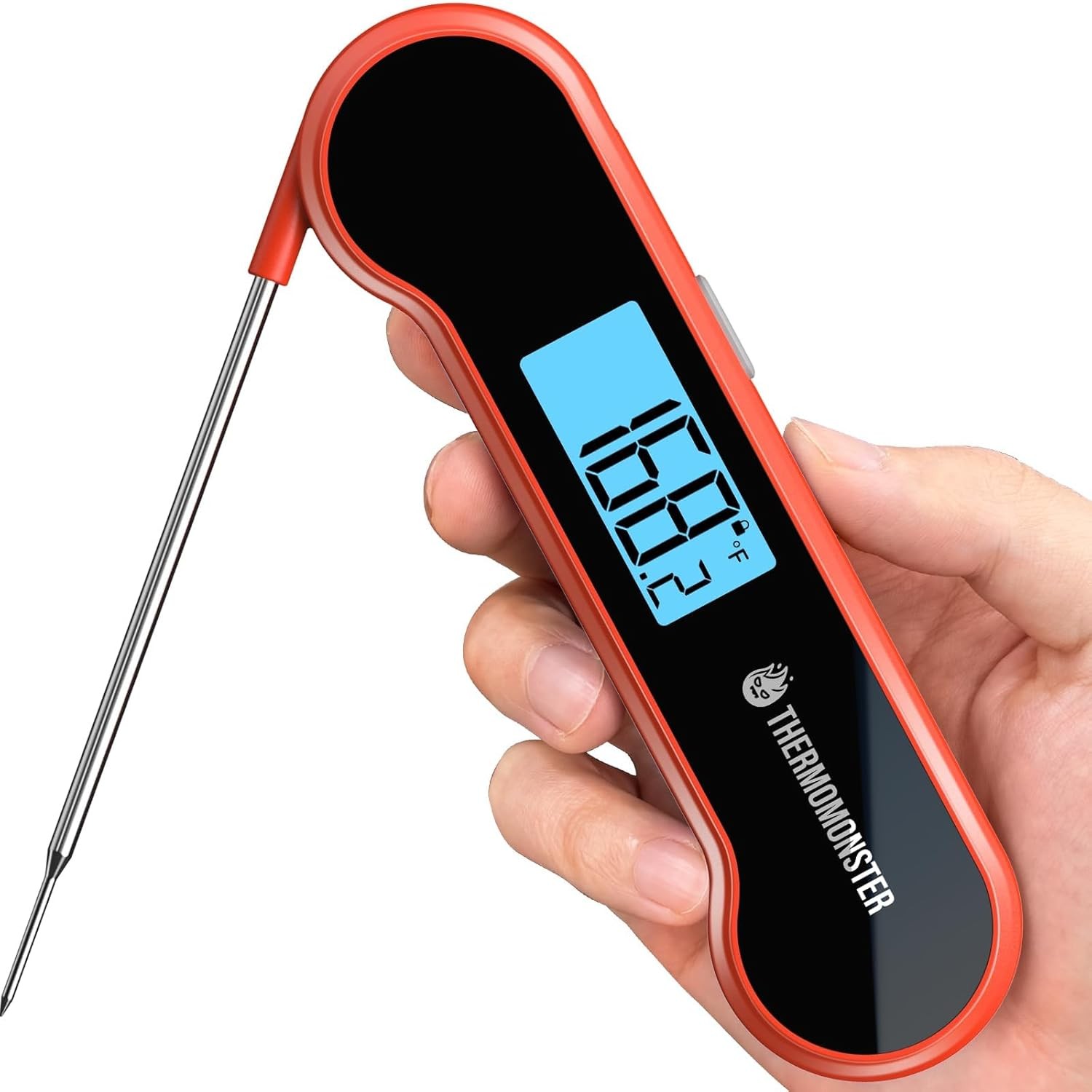 Professional Digital Meat Thermometer, 1 Sec Instant Read, ±0.5℉ Accuracy NIST&NSF Certified Food Thermometer, Auto-Rotate Bright LED Screen, Highly Waterproof Cooking Thermometer for Grill BBQ, Black