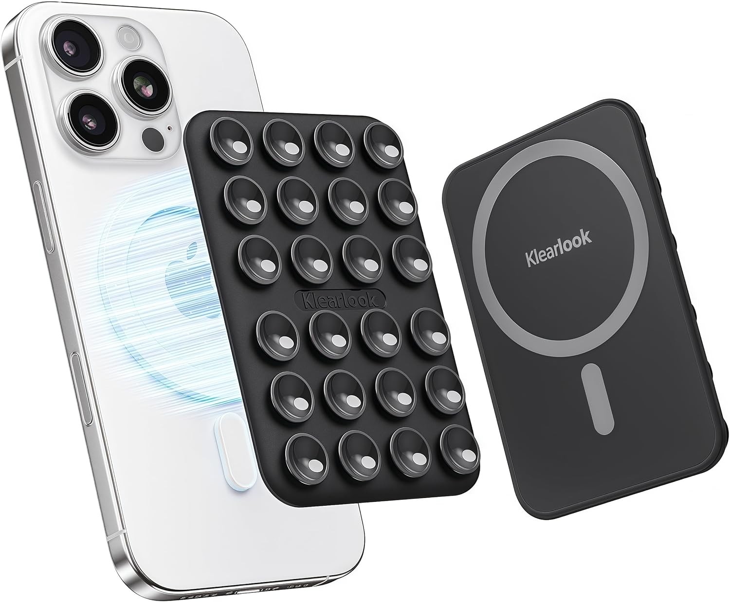 Klearlook Magnetic Suction Phone Mount for MagSafe Case, Removable Sticky Phone Grip Holder for Hands-Free Makeup/Selfie/Live Streaming/Vlog for TikTok & Instagram Influencer/Creator, Transparent